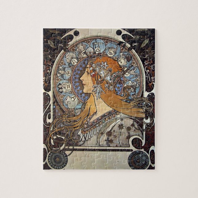 Plume Zodiac Woman von Alphonse Mucha - Jugendstil (Vertikal)
