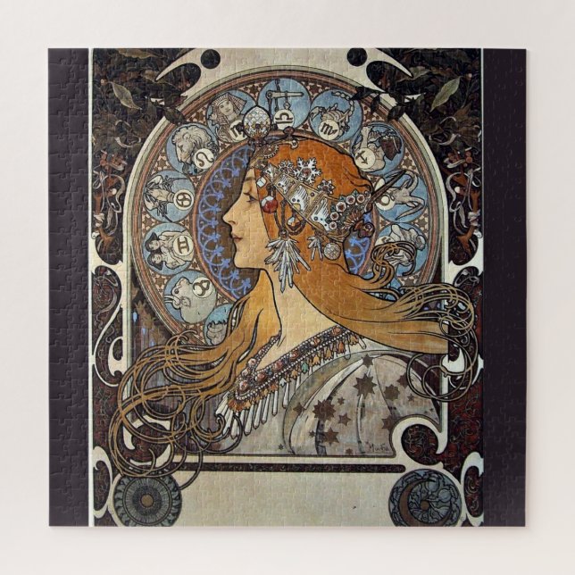 Plume Zodiac Woman von Alphonse Mucha - Jugendstil (Vertikal)