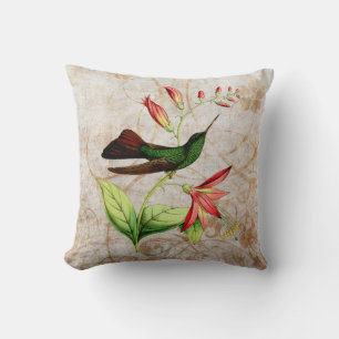 Plumeleteer Hummingbird Vintag Grunge Kissen