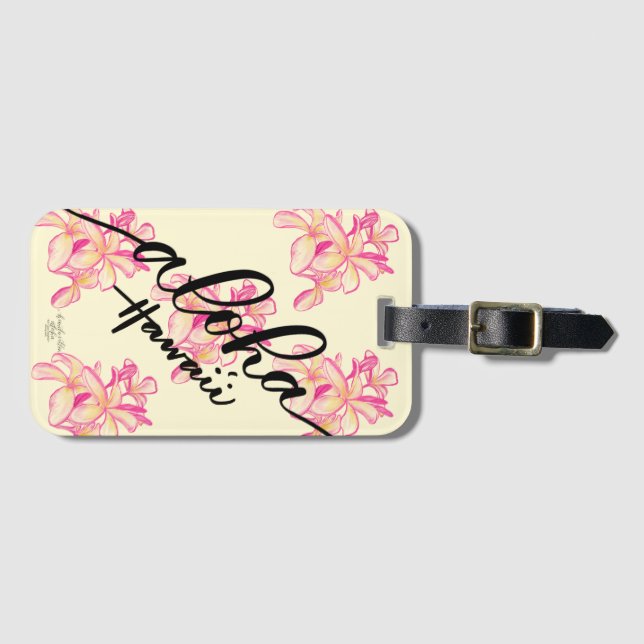 Plumeria-Aloha Hawaii-Taschen-Umbauten Gepäckanhänger (Vorderseite (Horizontal))