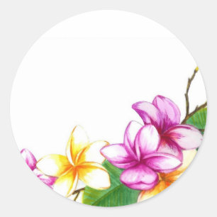 Plumeria-Aufkleber, tropische Blume Runder Aufkleber
