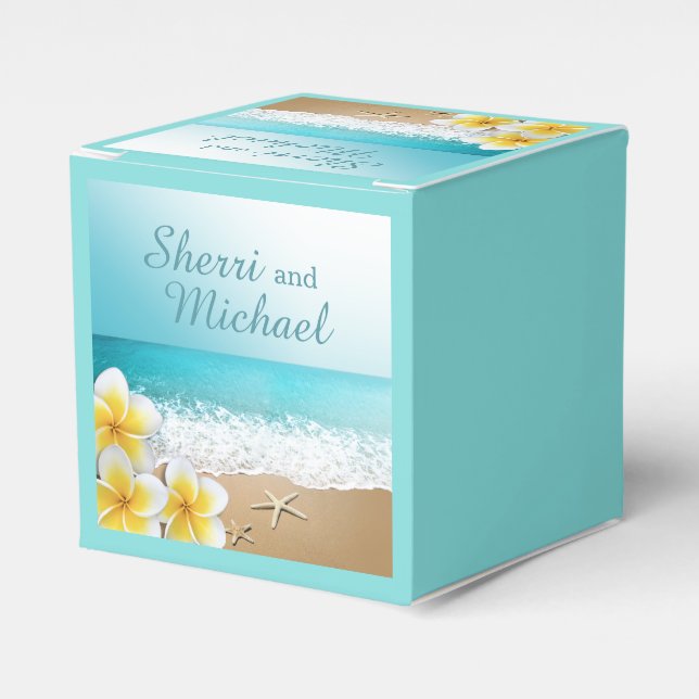 Plumeria Beach Tropical Island Wedding Geschenkschachtel (Vorderseite)