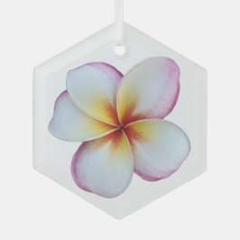 Plumeria Bloom Glass Ornament