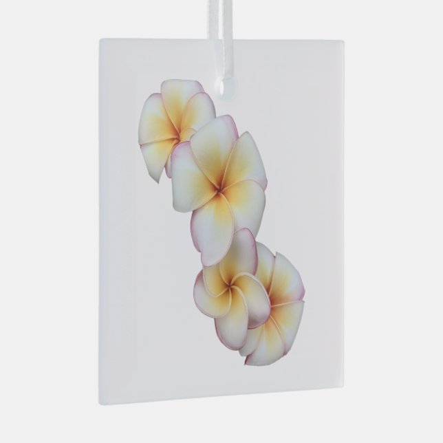Plumeria Blooms Glass Ornament (Vorderseite Rechts)