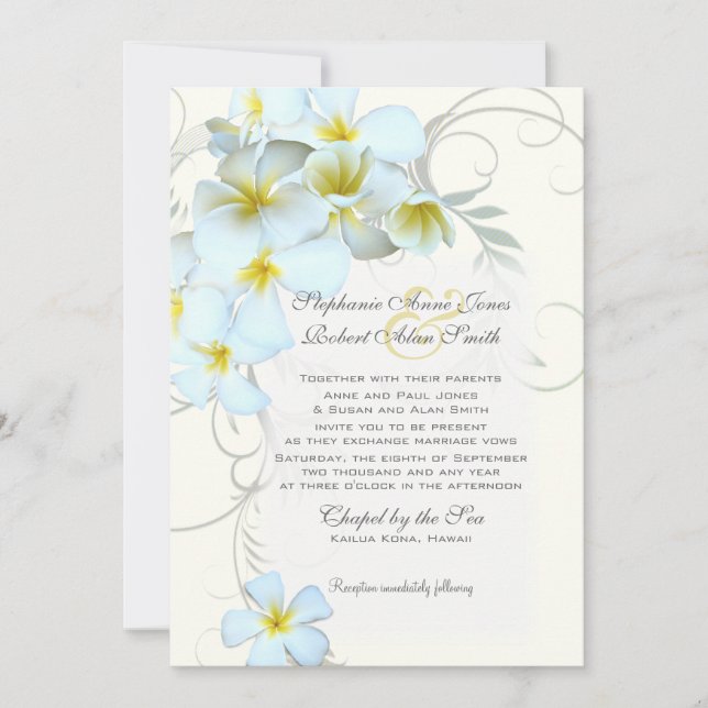 Plumeria Blüh Custom Wedding Einladung (Vorderseite)
