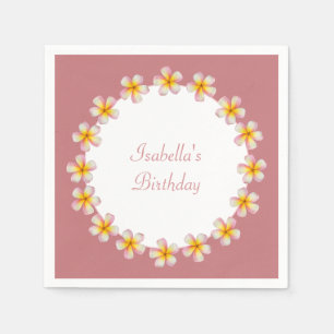 Plumeria Blume auf Rose Gold Geburtstag Serviette