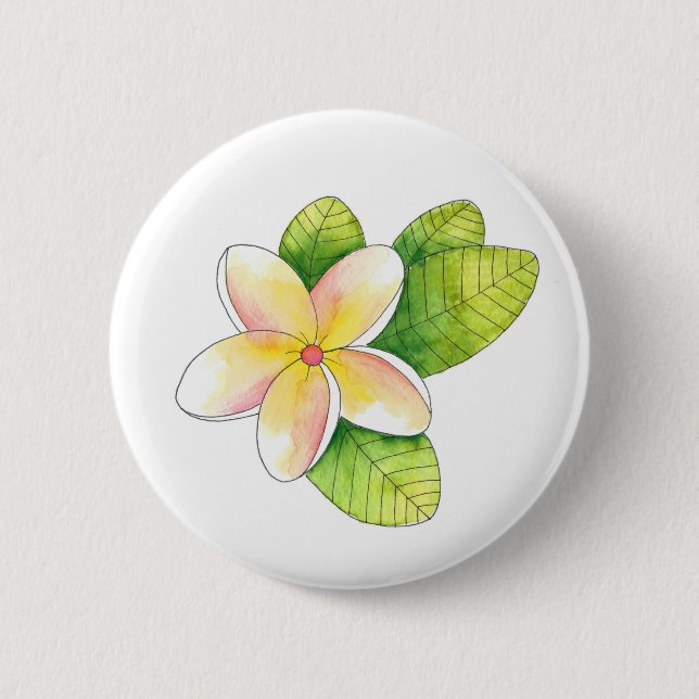 Plumeria-Blume Button (Vorderseite)