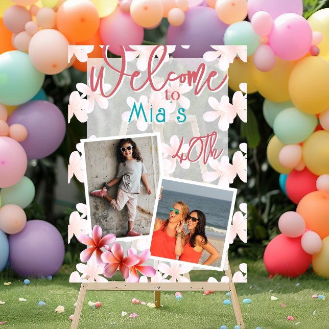 Plumeria Blume Foto Geburtstagsparty Willkommen Acrylschild (Von Creator hochgeladen)