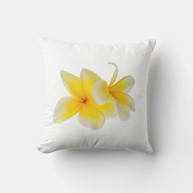 Plumeria Blume Hawaii Weiße Gelbe Frangipani Kissen (Vorderseite)