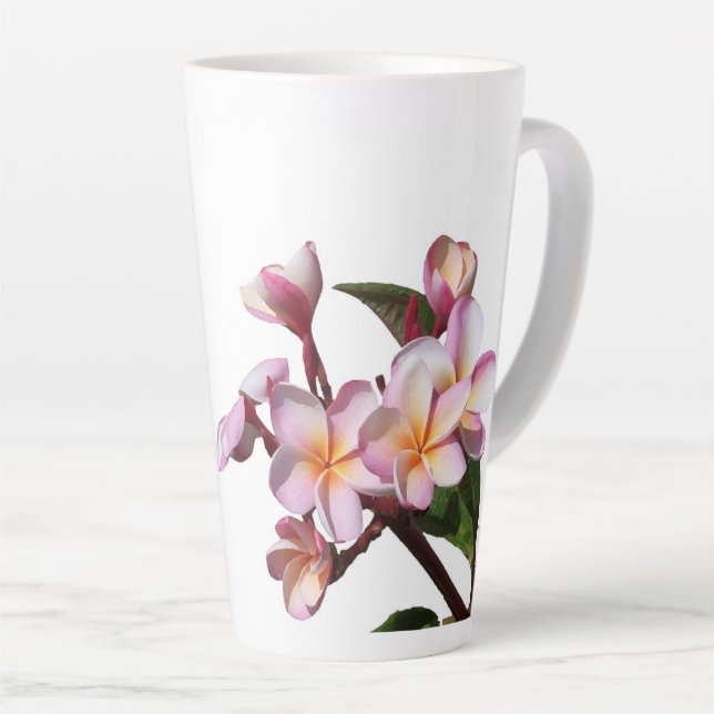 Plumeria-Blumen-Fotografie Latte Tasse (Rechte Ecke)