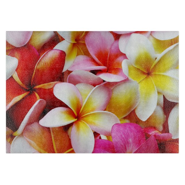 Plumeria-Blumenhawaiischer Frangipani mit Blumen Schneidebrett (Vorderseite)