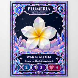 Plumeria-Blüte, Regenbogenfolien-Kunst Postkarte