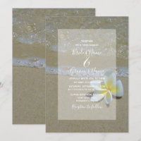 Plumeria Frangipani auf der Sand Hochzeit Einladun