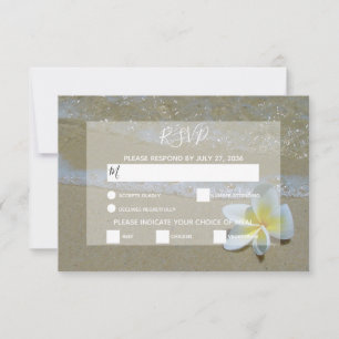 Plumeria Frangipani auf Sand Wedding RSVP Cards Karte