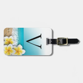 Plumeria Frangipani Blume Tropical Beach Monogram Gepäckanhänger