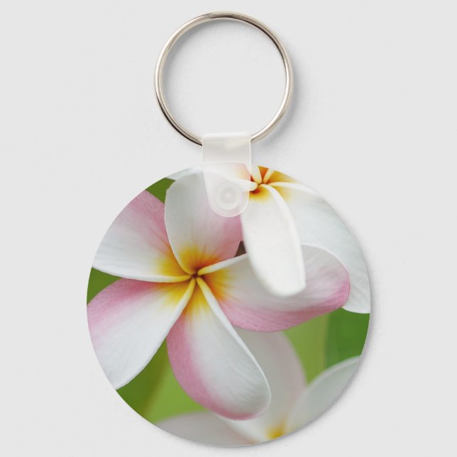 Plumeria Frangipani Hawaii Blume Maßgeschneiderte  Schlüsselanhänger (Vorderseite)