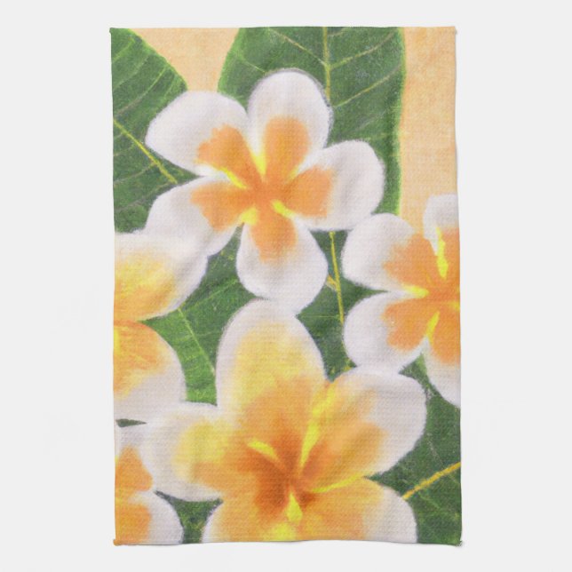 Plumeria Frangipani Tropical Küchendekor Handtuch (Vertikal)
