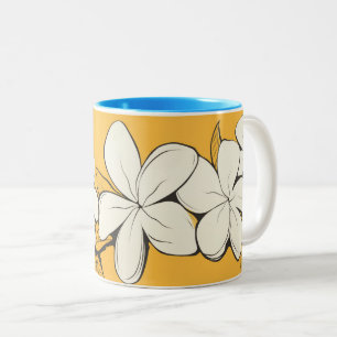 Plumeria Gelb/Blau Zwei-Tone-Tasse Zweifarbige Tasse