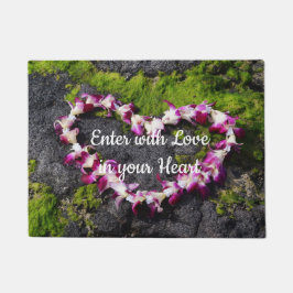 Plumeria-Herz-geformte Blumen-Leu Fußmatte