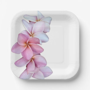 Plumeria in rosa Papierplatte Pappteller