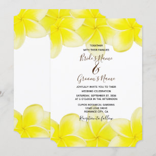 Plumeria jaune Frangipani Invitations de mariage