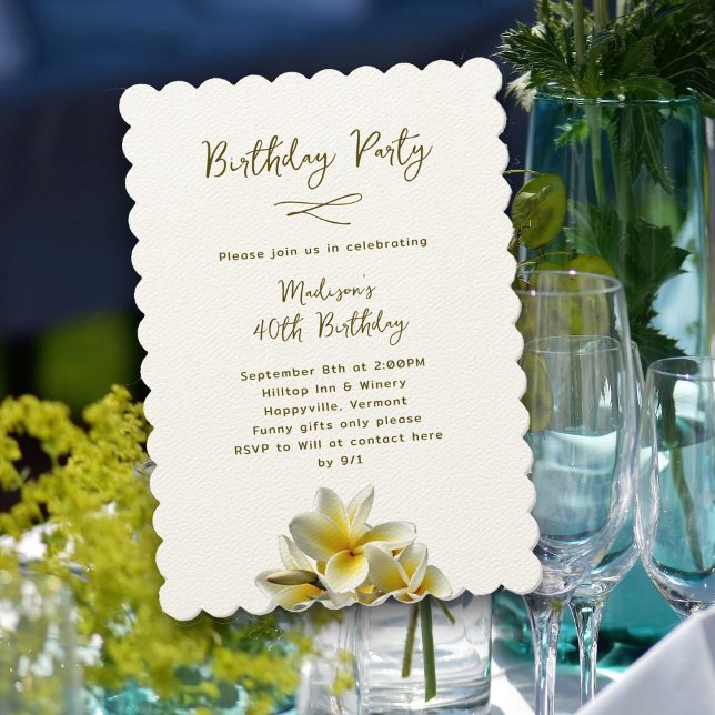 Plumeria jaune hawaïenne Invitation de fête d'anni (Créateur téléchargé)