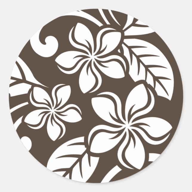 PLUMERIA (KAFFEE BROWN) RUNDER AUFKLEBER (Vorderseite)