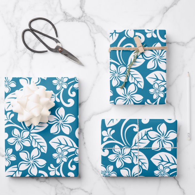 PLUMERIA (KARIBISCHE BLAU) GESCHENKPAPIER SET (Vorderseite)