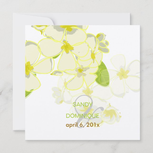 Plumeria Leis Hochzeit in Urlaubsort Einladung (Vorderseite)