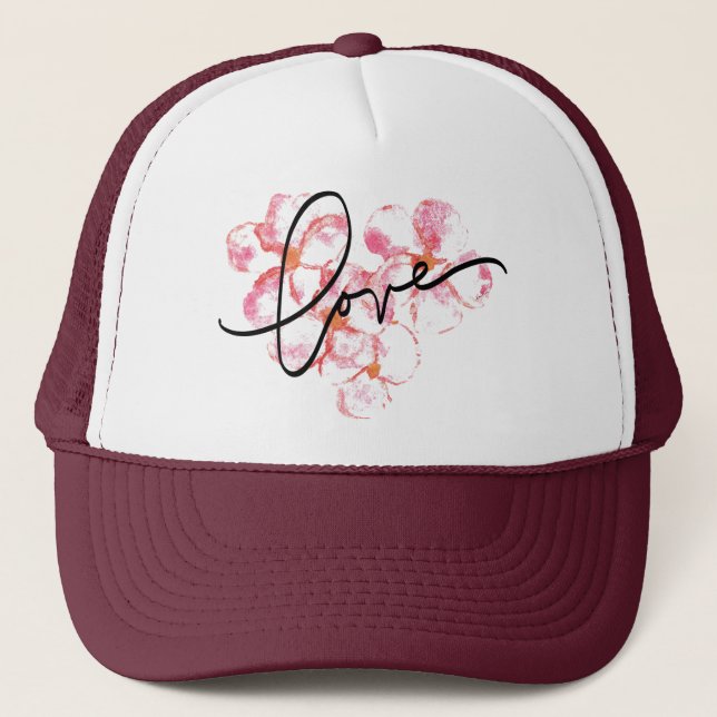 Plumeria-Liebe-Fernlastfahrer-Kappe Truckerkappe (Vorderseite)
