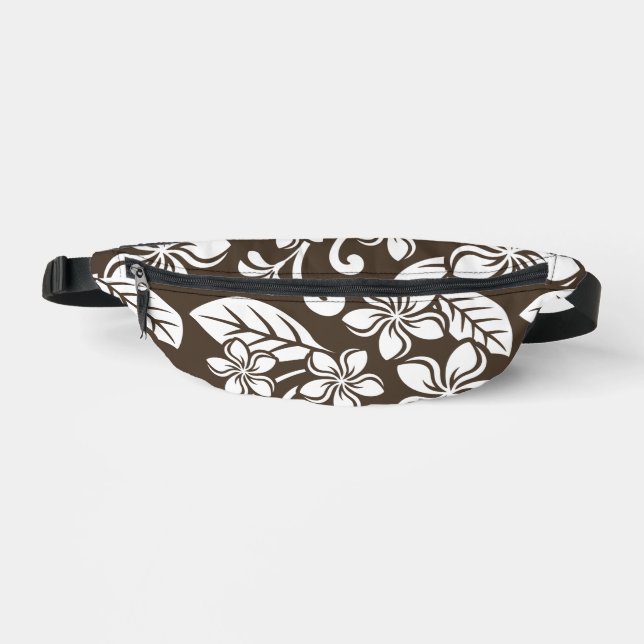 PLUMERIA-MUSTER IN KAFFEE BROWN BAUCHTASCHE (Vorderseite)