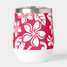 PLUMERIA-MUSTER IN STRAWBERRY RED