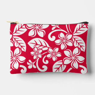 PLUMERIA-MUSTER IN STRAWBERRY RED ZUBEHÖRTASCHE