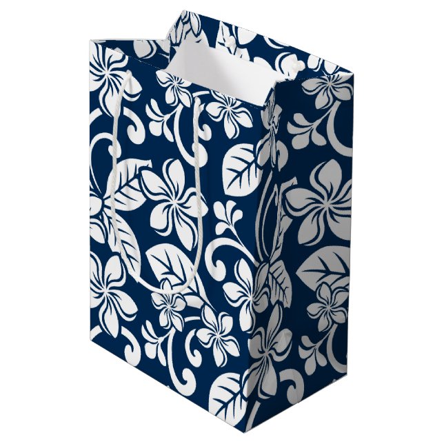 PLUMERIA (NAVY BLUE) MITTLERE GESCHENKTÜTE (Rückseite Schrägansicht)