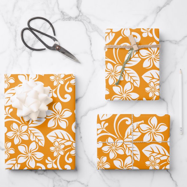 PLUMERIA (ORANGE) GESCHENKPAPIER SET (Vorderseite)