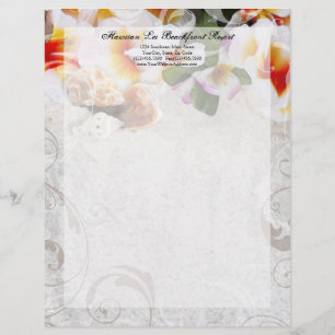Plumeria Orchid Lei / Sandstrand Letterhead Briefkopf