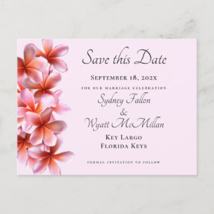 Plumeria rose Enregistrer la date Carte postale pe