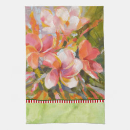 Plumeria rose Fleur Peinture Vert Serviette de cui