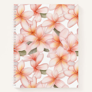 Plumeria rose pâle Carnet spirale
