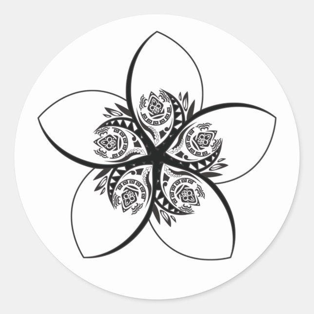 Plumeria Runder Aufkleber (Vorderseite)