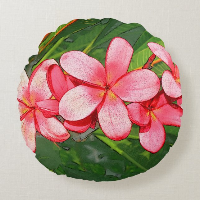 Plumeria Rundes Kissen (Vorderseite)