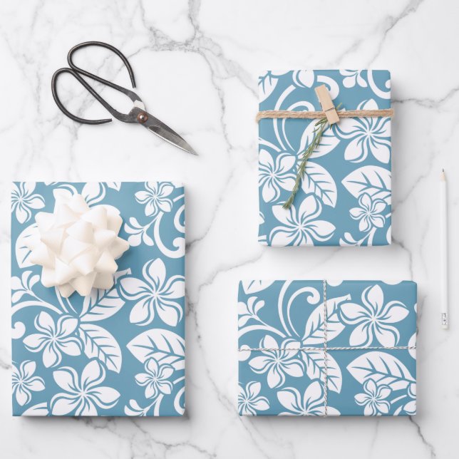 PLUMERIA (SLATE BLAUE) GESCHENKPAPIER SET (Vorderseite)