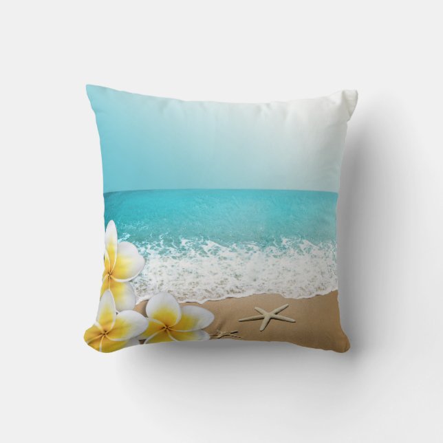 Plumeria Starfish Beach Tropical Hawaii Kissen (Vorderseite)