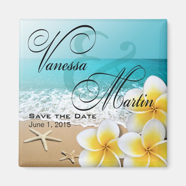 Plumeria Starfish Beach Tropical Save the Date Magnet (Vorne)
