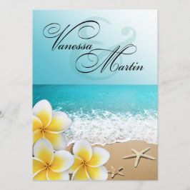 Plumeria Starfish Beach Tropical Wedding Einladung