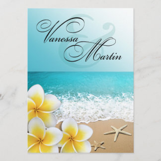 Plumeria Starfish Beach Tropical Wedding Einladung