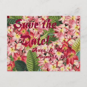 Plumeria Tropical Floral Save the Date Postkarten