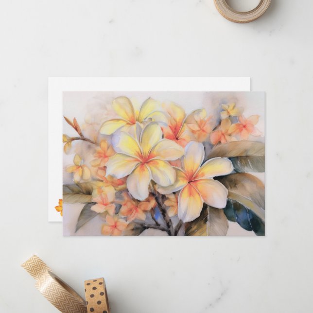 Plumeria und Muschel Ginger Mitteilungskarte (Vorderseite/Rückseite Beispiel)