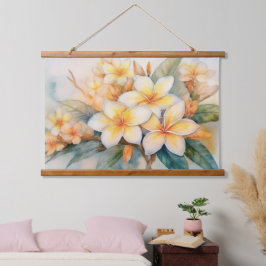 Plumeria und Muschel Ginger Wandteppich Mit Holzrahmen