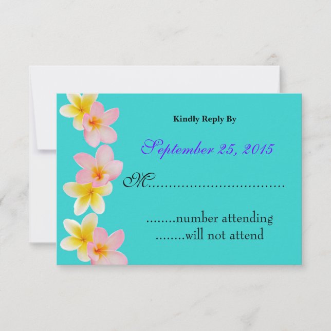Plumeria Wedding RSVP Card (Vorderseite)
